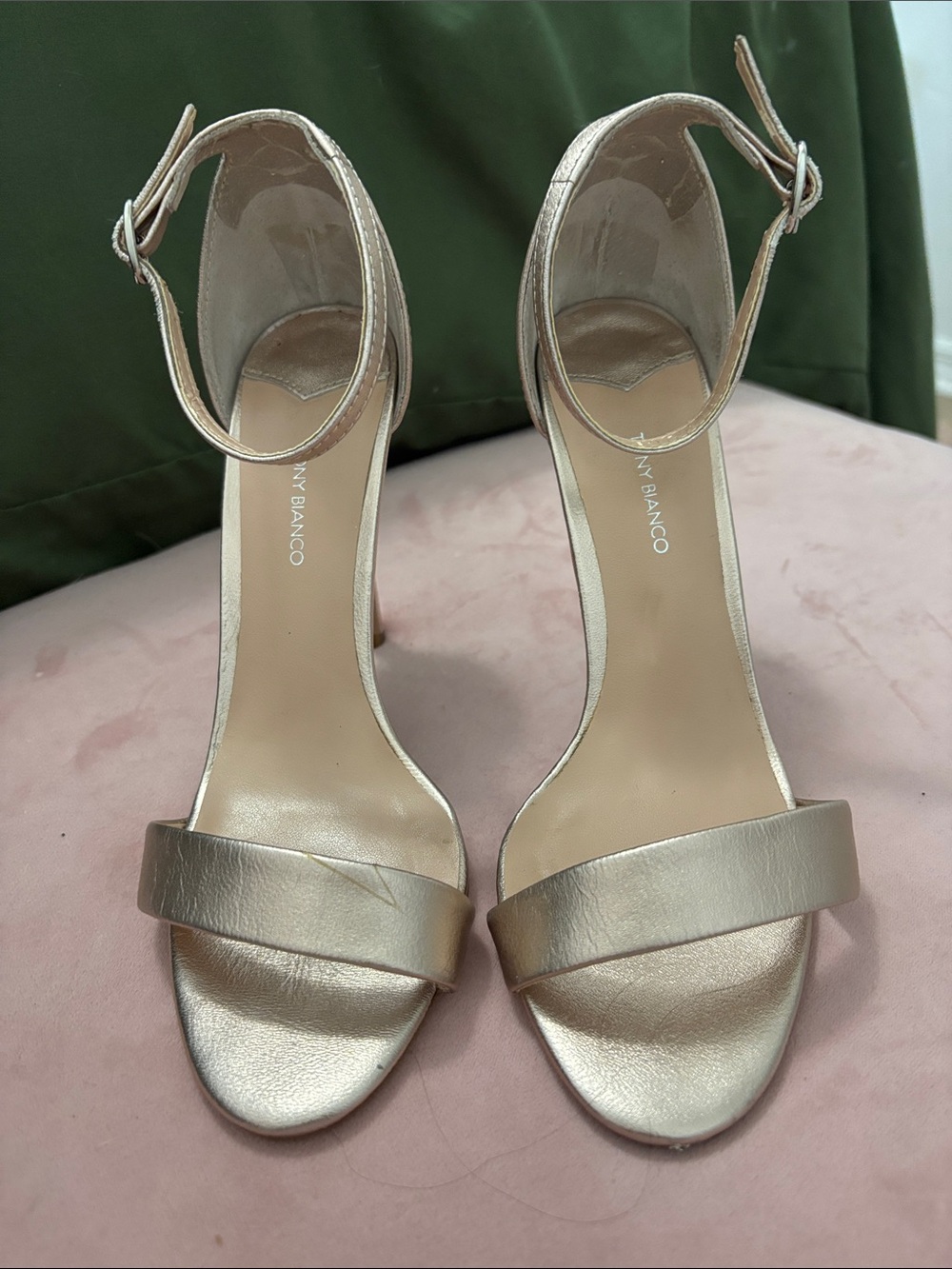 Tony Bianco Rose Gold Ankle-Strap Heeled Sandals
